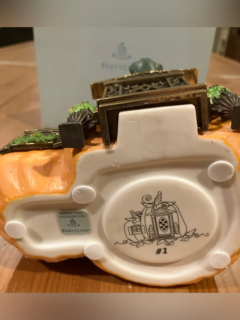 NEW PartyLite Ceramic Pumpkin Cottage Candle Holder #1 Fairy House Candle Holder - Picture 8 of 14
